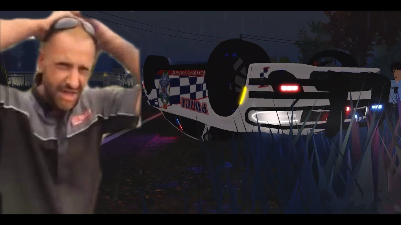 police car crashes and flips mid pursuit (Roblox QLDRP ER:LC) - YouTube