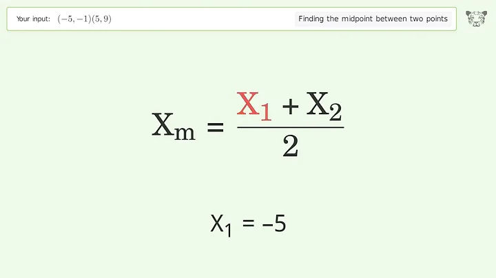 Find the midpoint between two points p1 (-5,-1) and p2 (5,9): Step-by-Step Video Solution