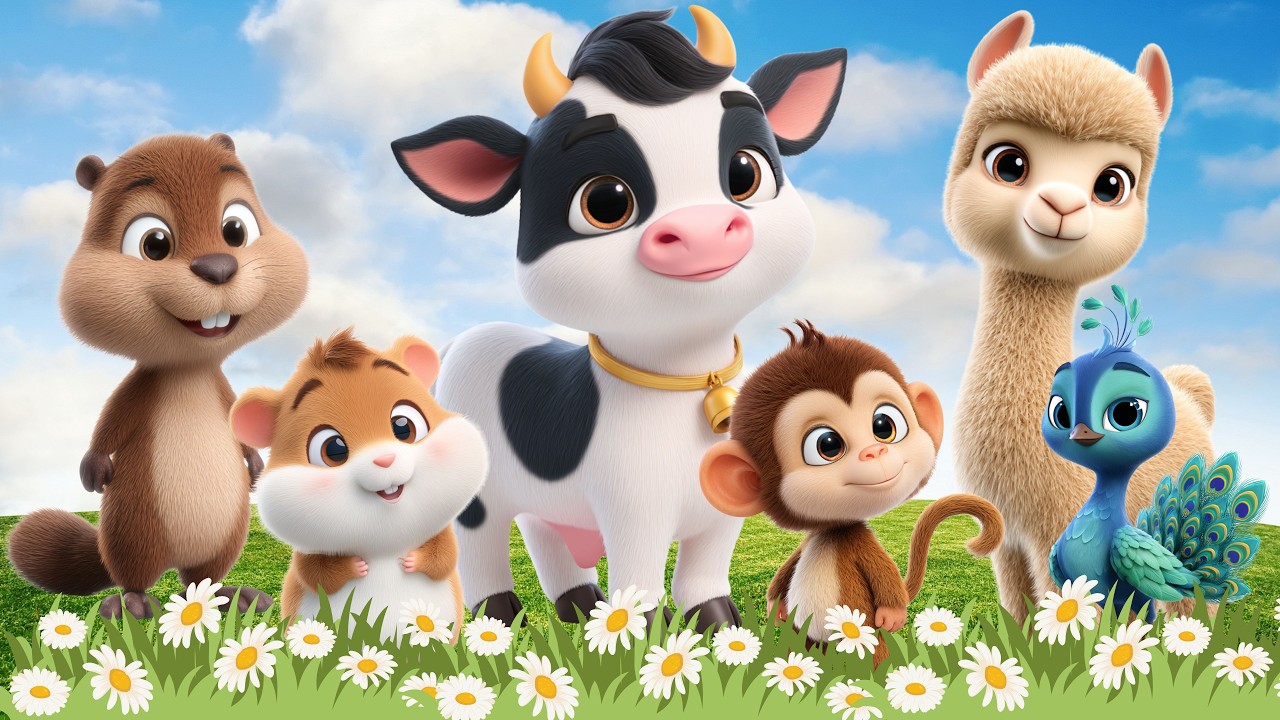 Farm Animal Life: Cow, Alpaca, Beaver, Monkey, Peacock, Flamingo – Learn About Animals