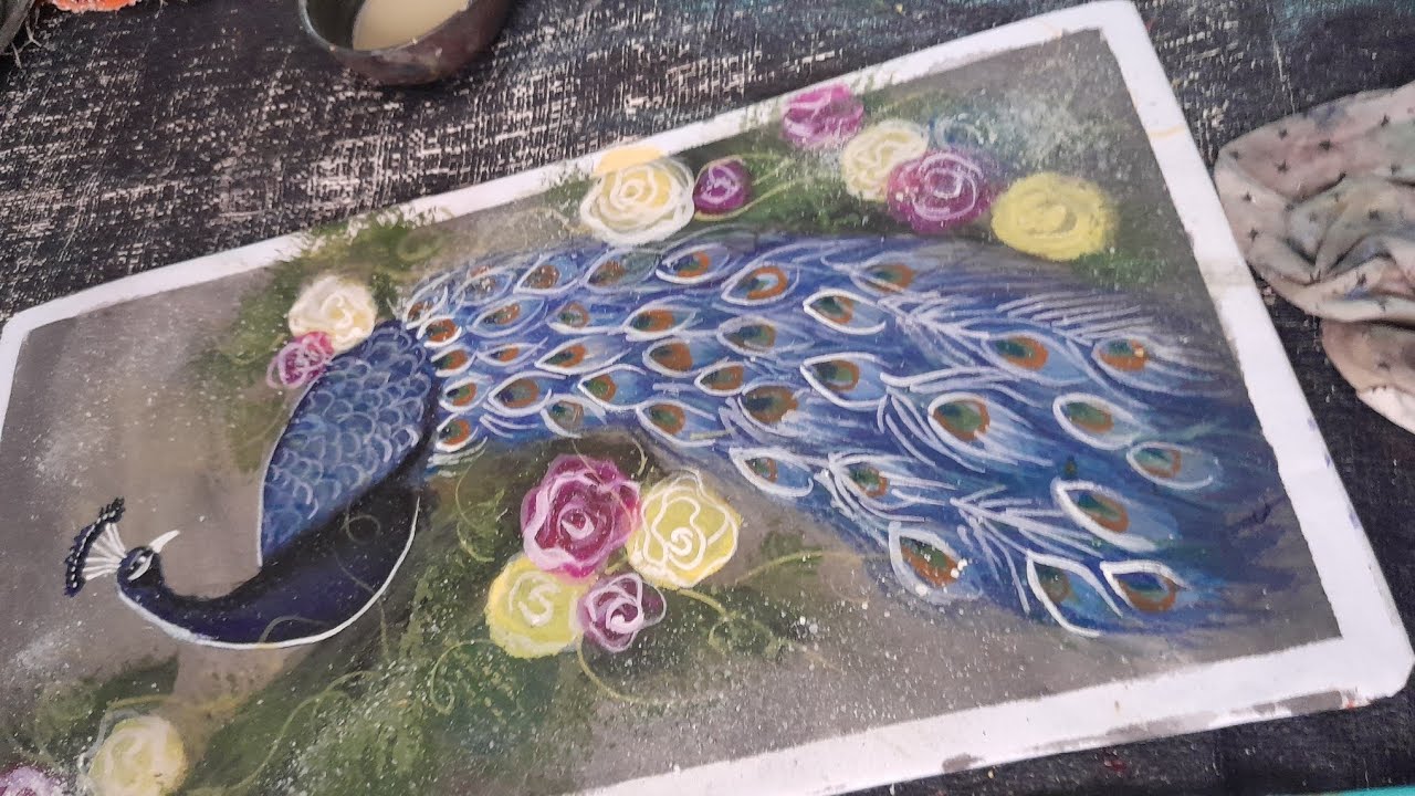peacock acrylic painting / part 2 - YouTube