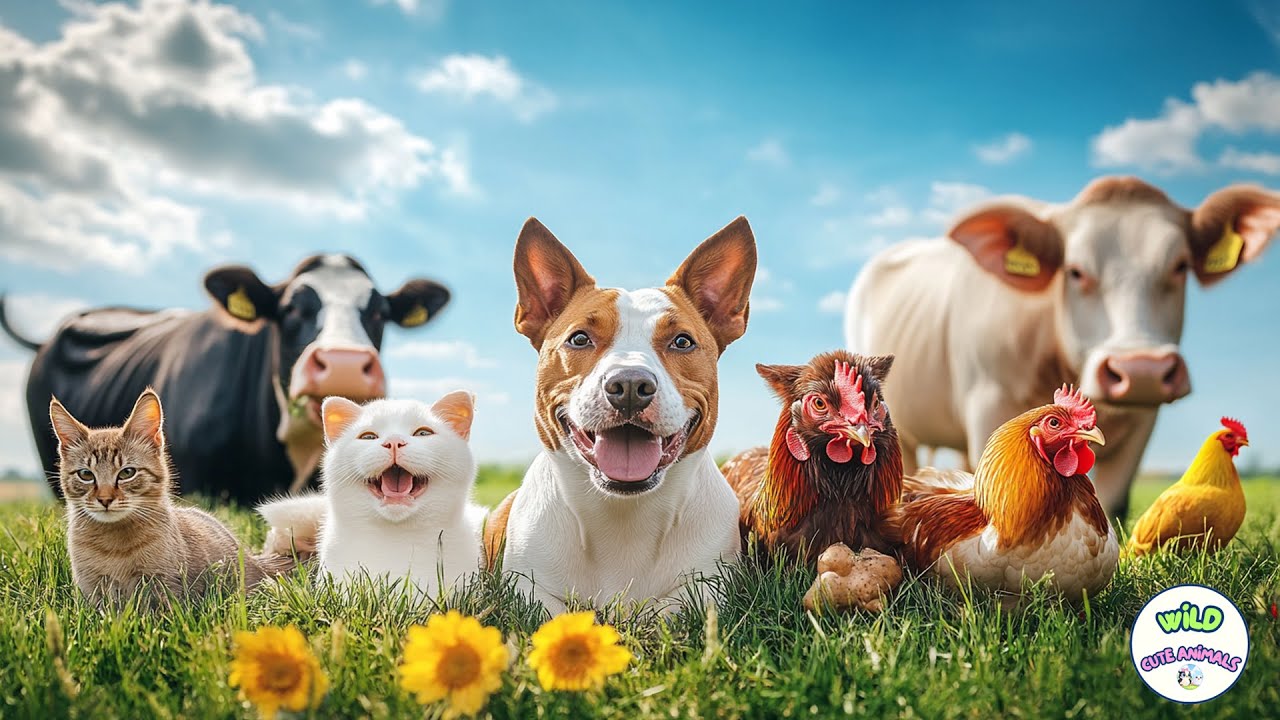 Cute Farm Animals: Dog, Chicken, Turtle, Cow, Duck, Bird - Animal Sounds