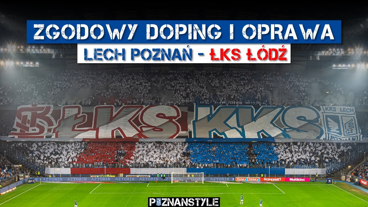 LECH POZNAŃ - ŁKS ŁÓDŹ: zgodowy doping i oprawa. Pełny Kocioł! (21.10.2023)