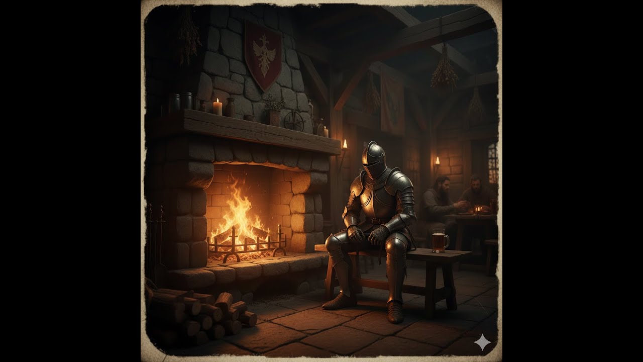 A Tired Knight by the Fireplace 🛡️ | Medieval Tavern Ambience for Deep Relaxation
