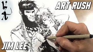 #ArtRush  Jim Lee drawing Gambit and Rogue