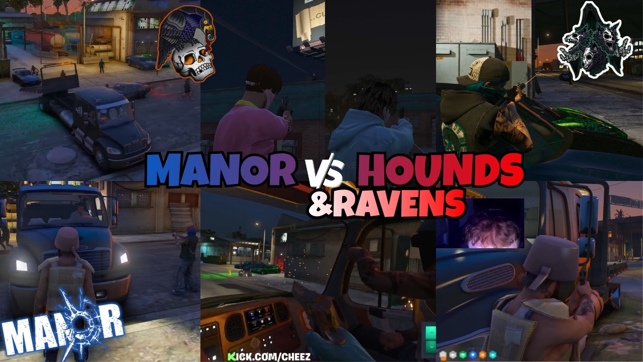 Manor Get in a Shootout w/ Hounds & Somehow Ravens after Towing at Hounds Block | NOPIXEL 4.0 GTA RP