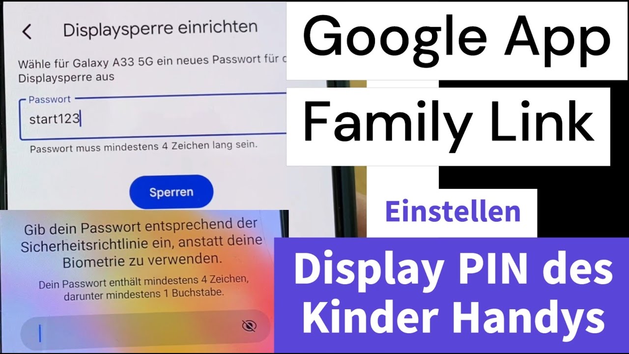 Family Link PIN (Displaysperre) des Kindes zurück setzen, nach
