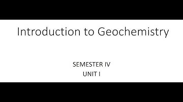 INTRODUCTION TO GEOCHEMISTRY (GEOLOGY/ EARTH-SCIENCES)
