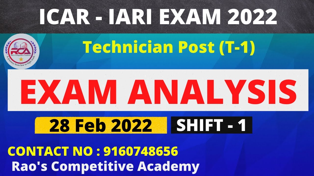 ICAR- IARI EXAM  ANALYSIS || 28 FEB 2022|| SHIFT -1 || RCA.