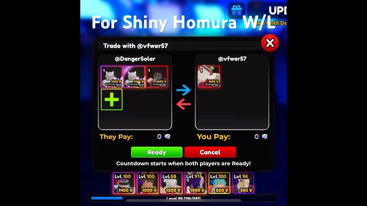 Trading For Shiny Homura | Anime Adventures