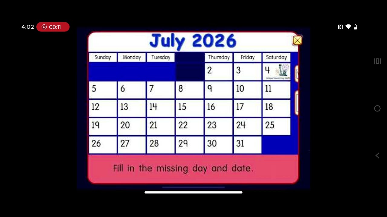 Starfall calendar July 2026