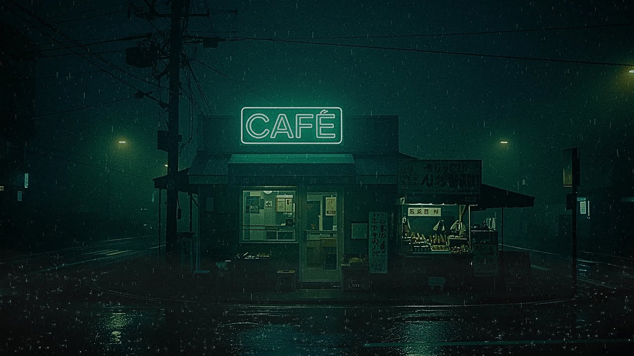 Cozy Rain Lofi 🌧️ Find Your Calm at a Neon Rainy Cafe • Deep Focus Music for Study