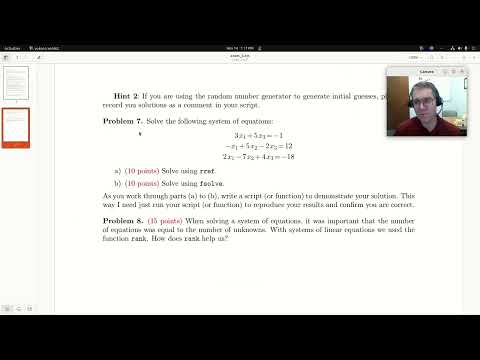 Solving a system of linear equations with MATLAB: rref and fsolve