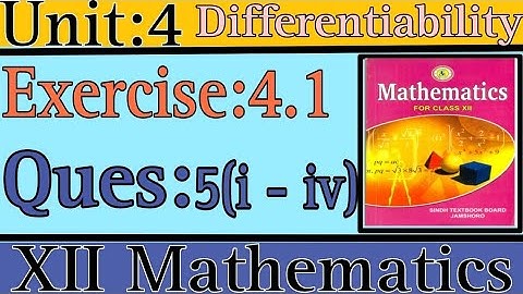7 | Unit 4 ex 4.1 Ques: 5(i-iv) || Differentiability class 12 maths