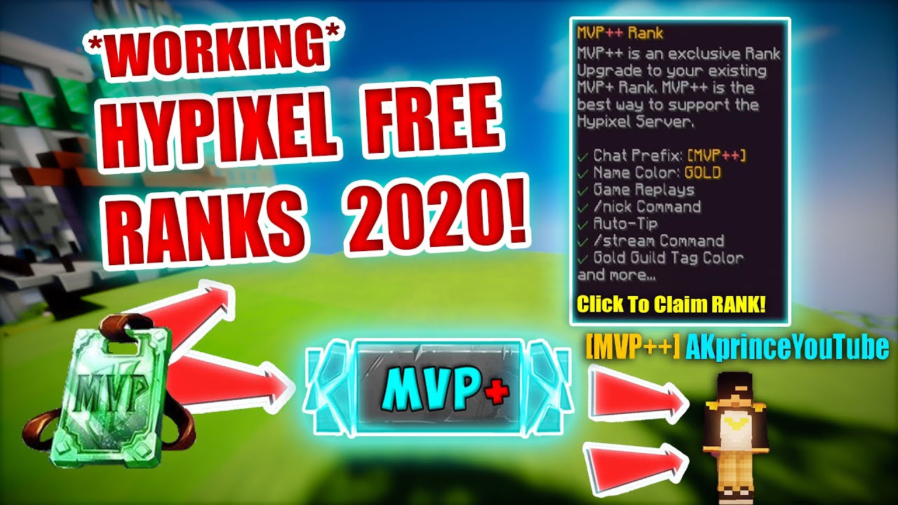 Trying Minecraft Hypixel Free Ranks It Worked Vip Vip Mvp Mvp Youtube