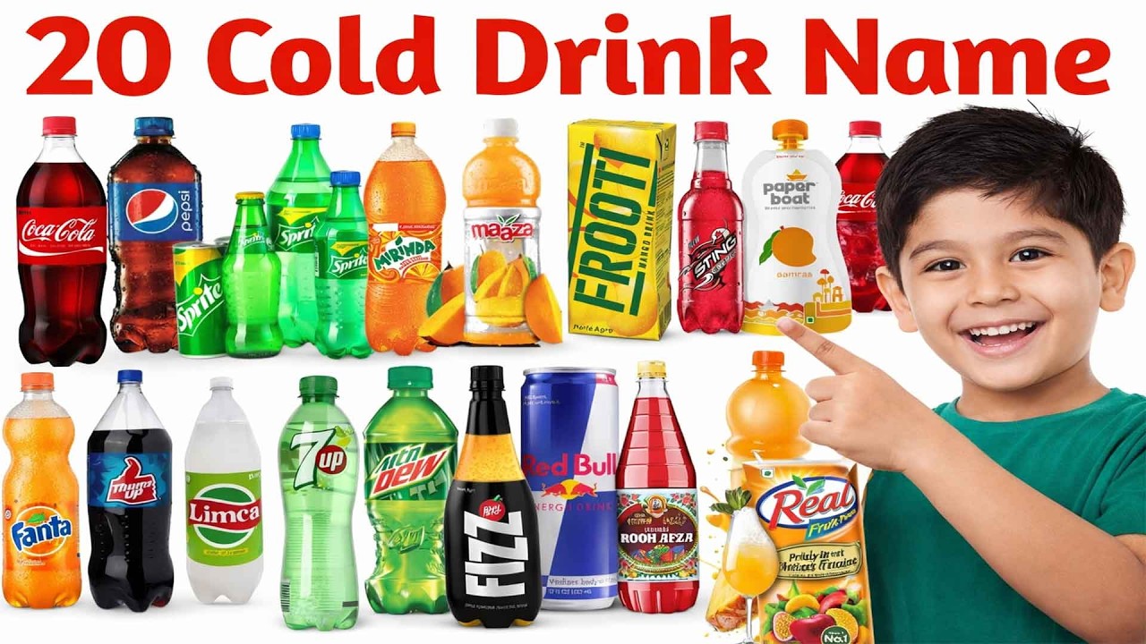 20 20 Cold Drink के नाम | Cold Drinks Name in English and Hindi | Kids Learning Video