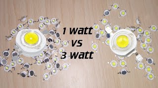 1w vs 3w LED l Testing with 3.7v l 1 watt vs 3 watt Chip LED l Aluminum Heat sink  l Brightness test