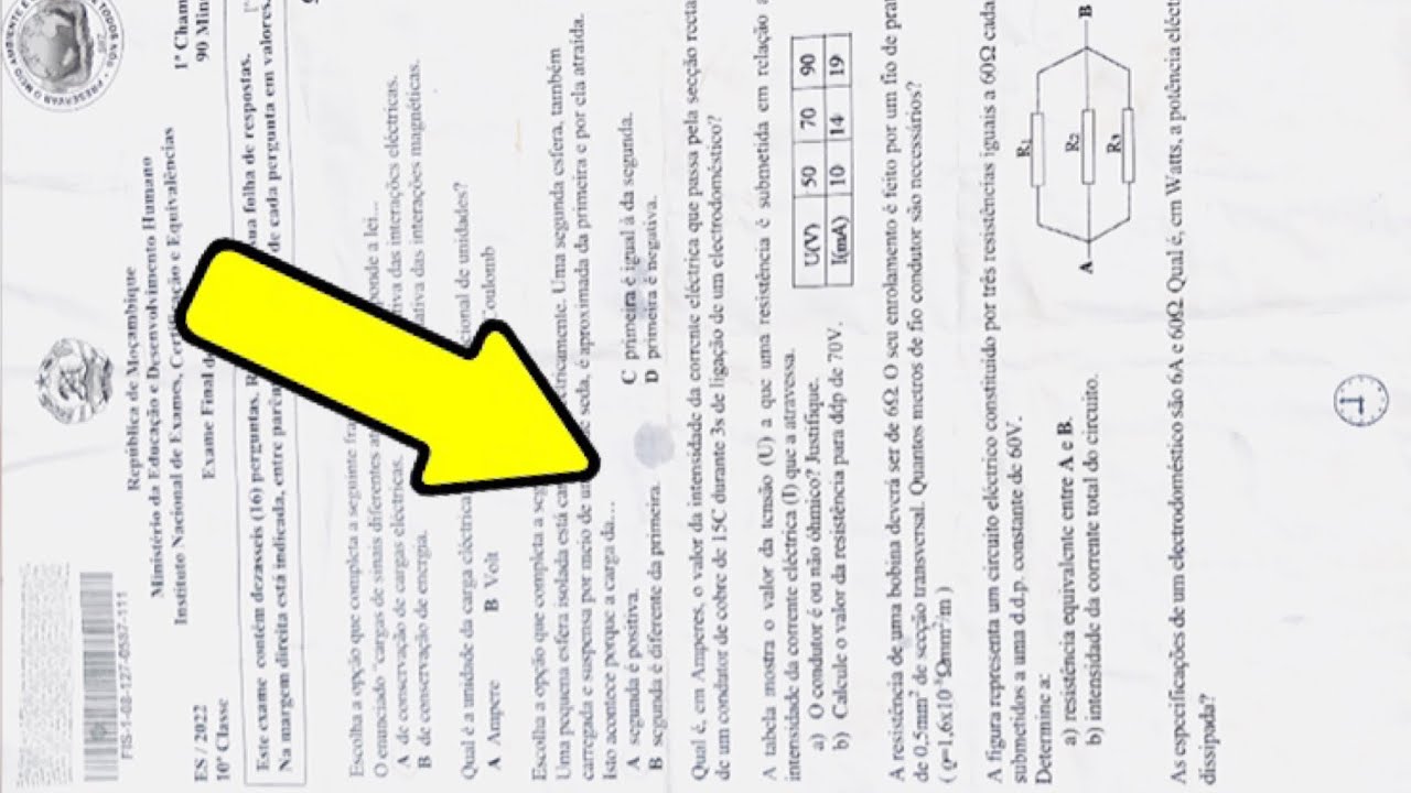Resolução do EXAME DE FÍSICA da 10 classe 2022 (Part 2) passo a passo.   ​⁠