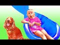 Fun Adventures with Alice and Eva: Best Kids Videos in the Playhouse with Slide and Trampoline