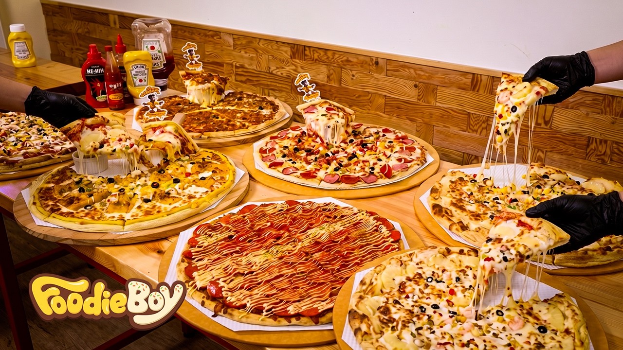 18-Inch XXXL Pizzas in Korea! | Making 6 Giant Pizzas from Scratch