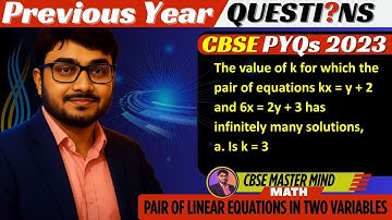 The value of k for which the pair of equations kx = y + 2 and 6x = 2y + 3 has infinitely many soluti