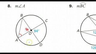 Day 11 HW - Arc Angle Relationships