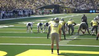 Oregon punter Jackson Rice kicks out of the endzone vs. nevada 9-10-2011