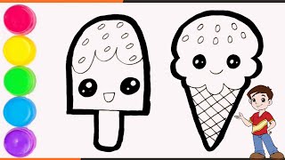 How to Draw ICECREAM With Colour Full esay to step by step Drawing.