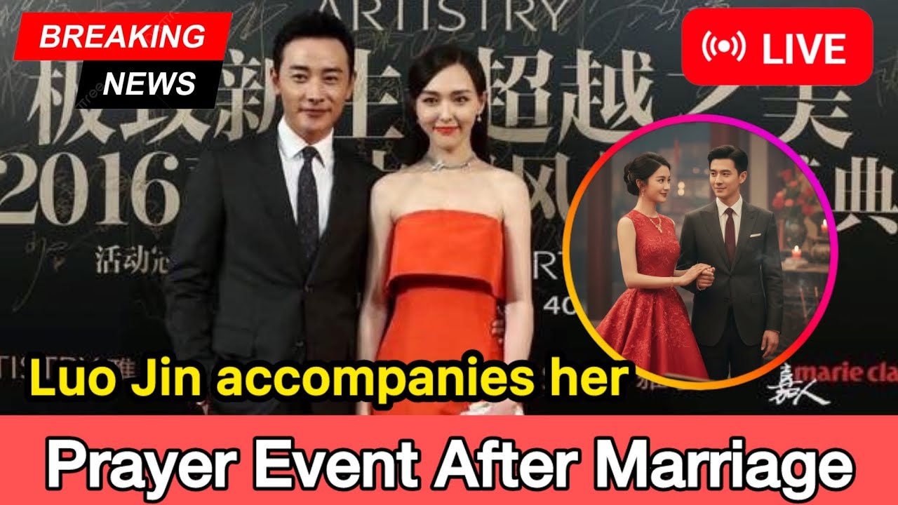 Tang Yan appears in red as Luo Jin accompanies her at a prayer event-after seven years of marriage
