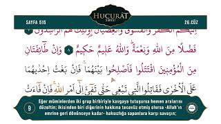 Diyanet Ok Takipli Hatim 26. Cüz - Kur'an-ı Kerim 515. Sayfa - Hucurât Suresi 5-11. Ayetler