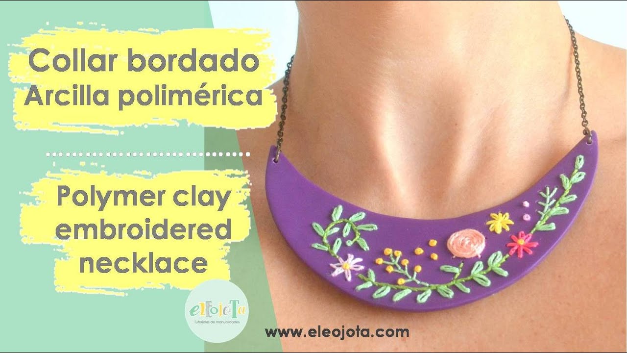 Polymer embroidered necklace [ENG SUB] | ELEOJOTA00 | TUTORIAL - YouTube