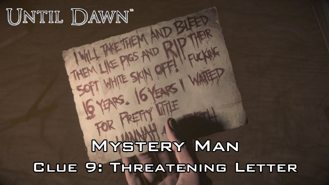Until Dawn - Mystery Man - Clue 9: Threatening Letter - YouTube