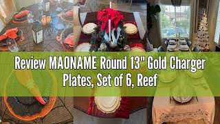 Review MAONAME Round 13 Gold Charger Plates Set of 6 Reef Plate Chargers for Dinner Plates Plast