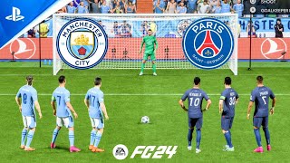 FC 24 | Man City vs PSG | Ronaldo Messi Neymar Mbappe Haaland | UCL FINAL | Penalty Shootout - PS5