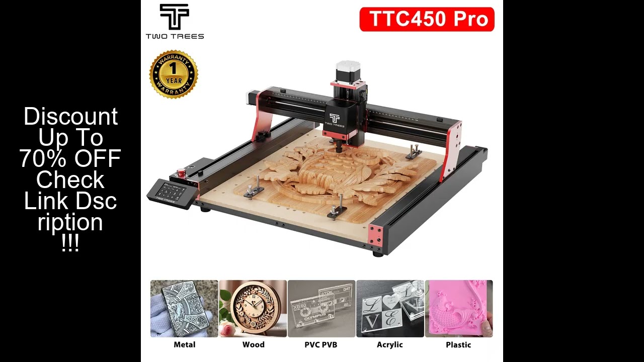 TWOTREES TTC450 Pro Wood Router 4-Axis Metal Cutting and Engraving CNC Router CNC Milling Machine DI