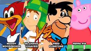 Woodpecker El chavo vs Fred Flinstone Peppa Pig Cartoon Fight