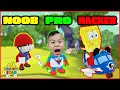Tag with Ryan! Spongebob Skin! NOOB vs Pro vs HACKER! Kids Gameplay