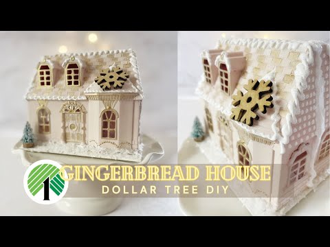 DOLLAR TREE DIY: NEUTRAL COLORS GINGERBREAD HOUSE