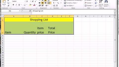 Formatting Supermarket List in Excel