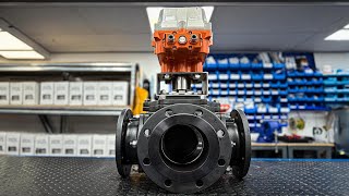 DN150 T-Port, Carbon Steel PN16 Ball Valve With AVA S200025, 4-20MA Modulating 0 - 180° Actuator.