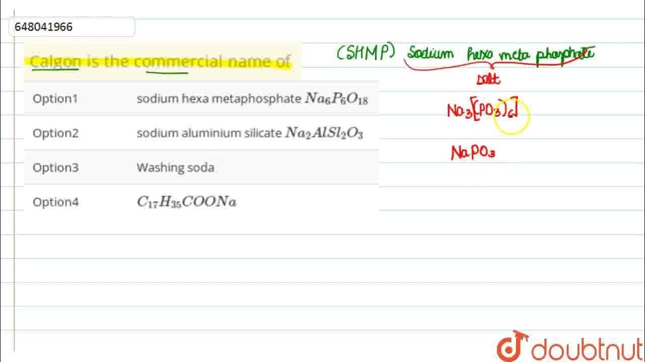 Calgon is the commercial name of CLASS 12 WATER CHEMISTRY Doubtnut YouTube