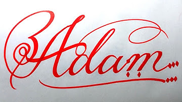 Adam Name Signature Calligraphy Status | How to Cursive write with cut Marker #ahmad @Ahmad
