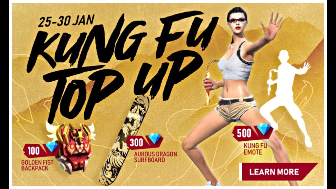 FREEFIRE NEW TOP UP EVENT KUNG FU TOP UP EVENT FULL DETAILS - HOW TO GET FREE KUNG FU EMOTE?