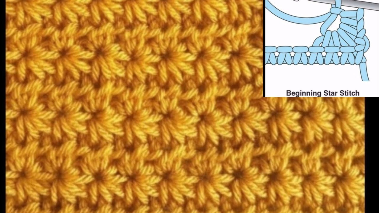 كروشية غرزه النجمة سهله جدا crochet  stitches