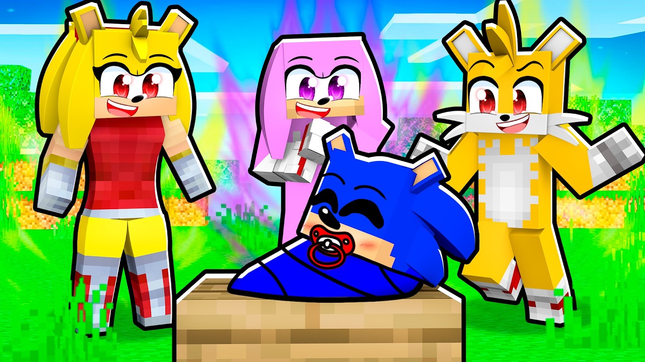 Baby Sonic Adopted By SUPER SONIC FAMILY Sad Story In Minecraft!