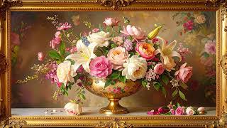 Framed Floral Painting 4K | Vintage TV Art &amp; Screensaver | Flowers Vase