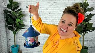Marigold Floral Metal Hanging Bird House on QVC