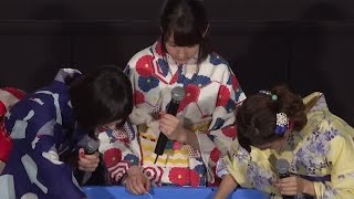 トリンドル玲奈、篠田麻里子、真野恵里菜と“静かな”ヨーヨーすくい…映画｢リアル鬼ごっこ｣夏祭りイベント舞台あいさつ2　#Reina Triendl　#Mariko Shinoda