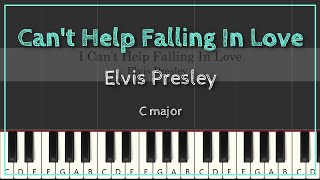 Video thumbnail of "Can't Help Falling In Love | Elvis Presley | Easy Piano C Major"