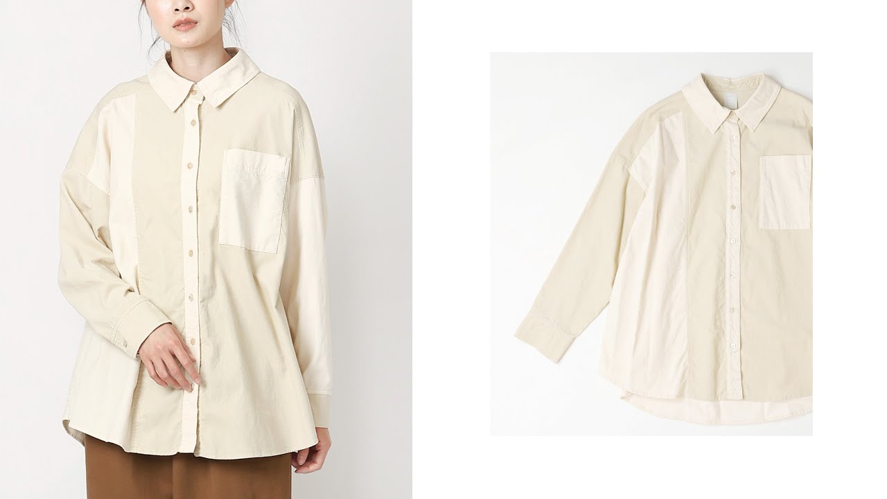 SALE】ラダムシャツ・B 細コーデュロイ配色ビッグシャツ/ITEM,JACKET