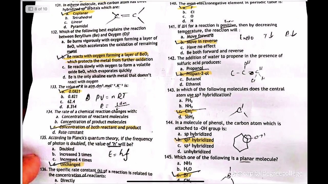 ANSWER KEY | Chemistry portion KMU MDCAT 2025 answer key.